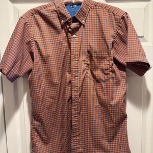 Izod Men's Orange and Blue Plaid Shirt